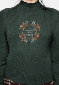 Whisper Mock Neck Embroidered Knit Sweater