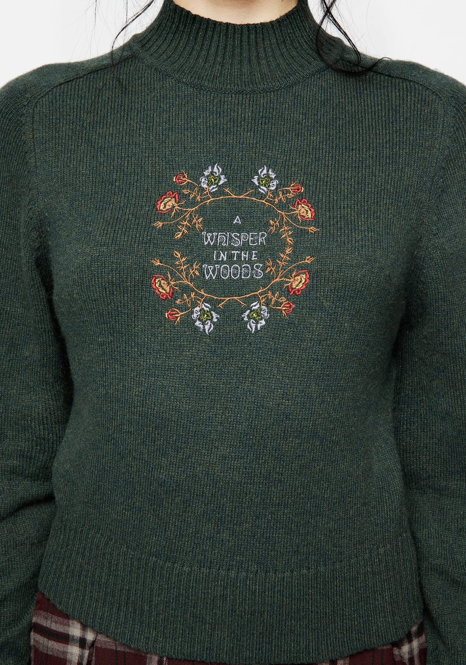 Whisper Mock Neck Embroidered Knit Sweater