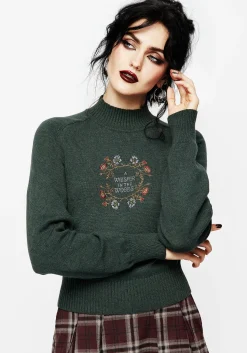Whisper Mock Neck Embroidered Knit Sweater