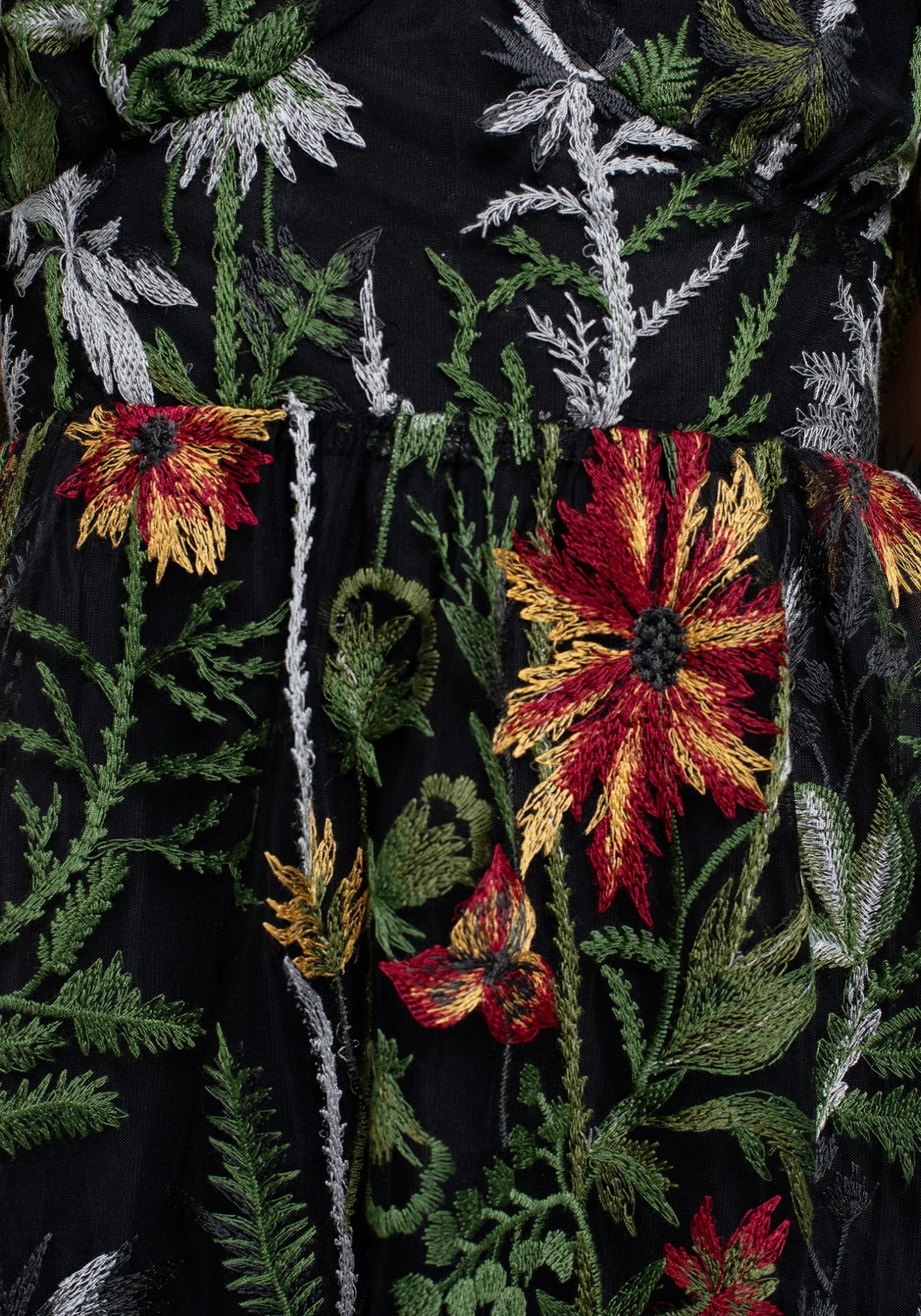Wildflower Embroidered Mesh Mini Dress
