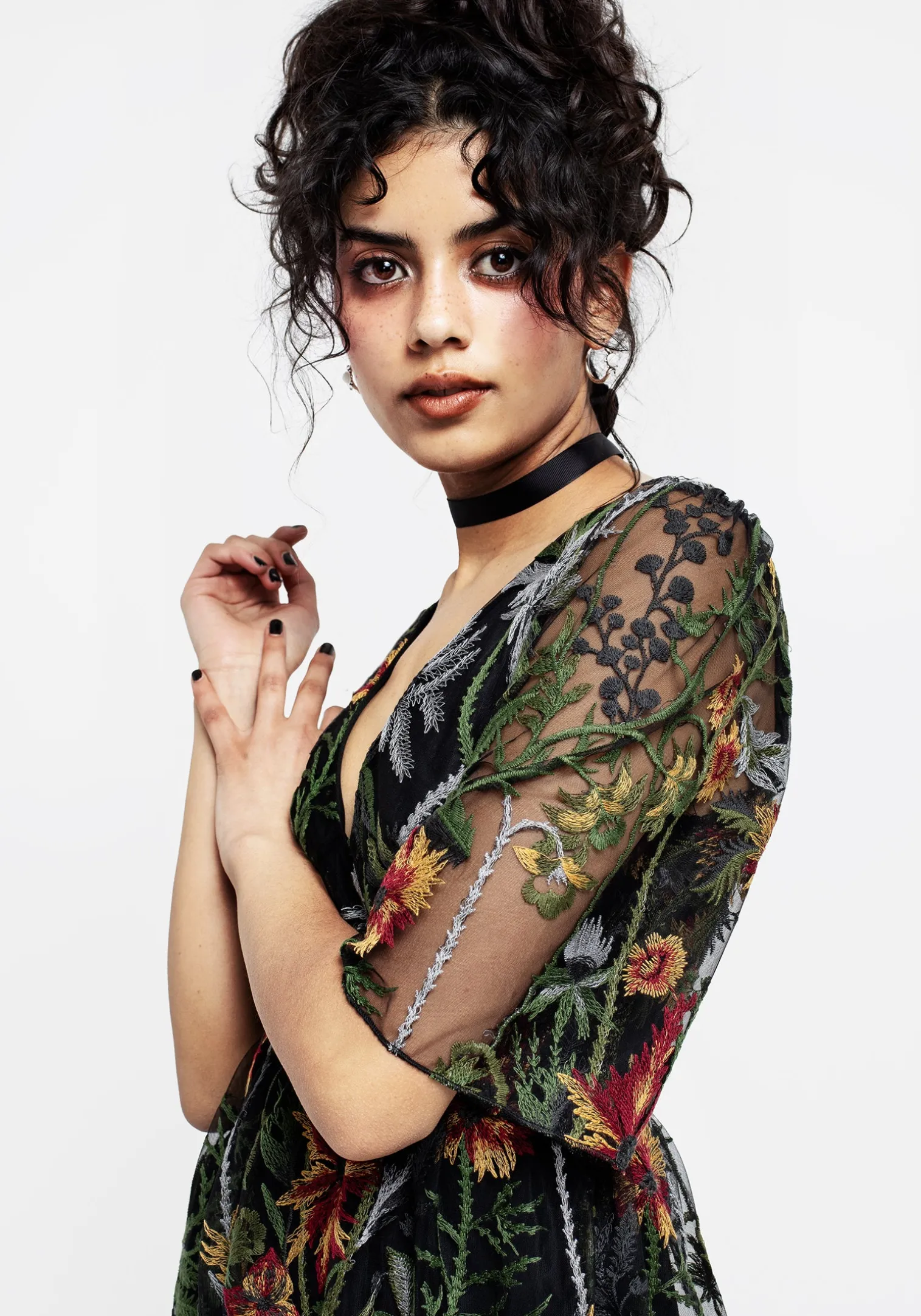 Wildflower Embroidered Mesh Mini Dress