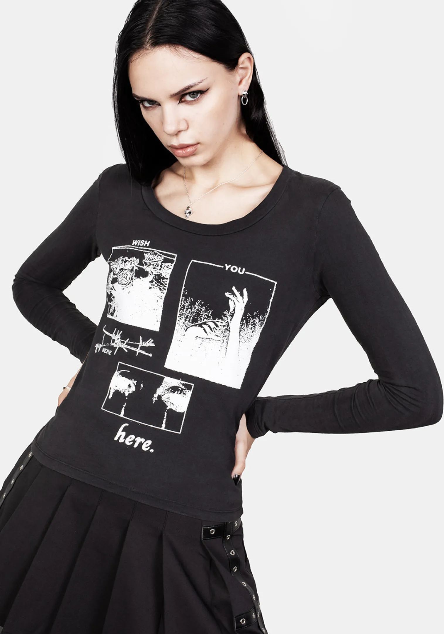 Wish Washed Black Scoop Neck T-Shirt