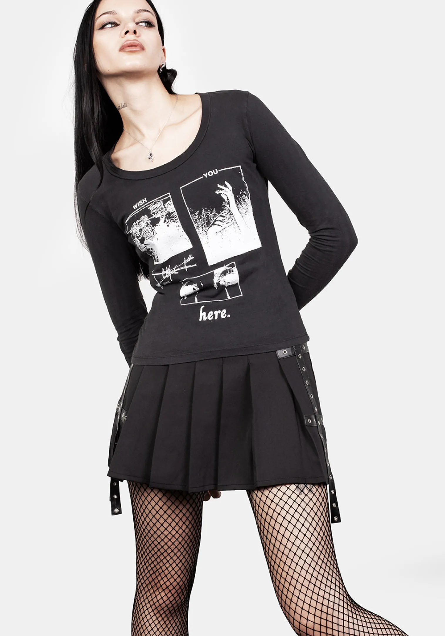 Wish Washed Black Scoop Neck T-Shirt