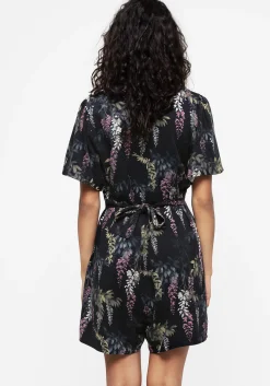 Wisteria Floral Print Button Up Playsuit
