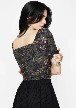 Wither Fern Print Button Up Top