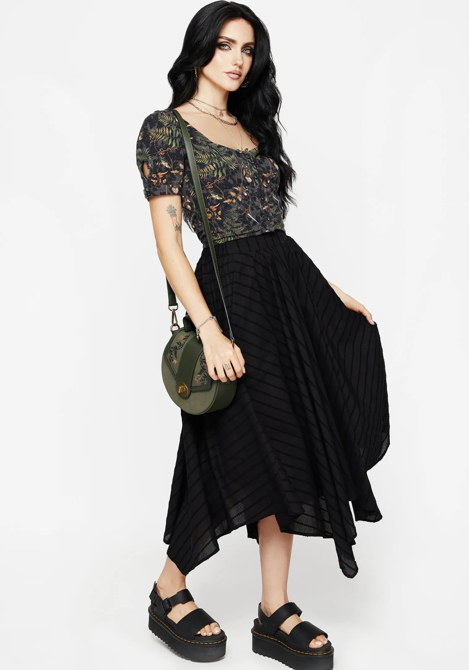 Wither Fern Print Button Up Top