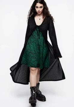 Xana Textured Tie Front Long Cardigan