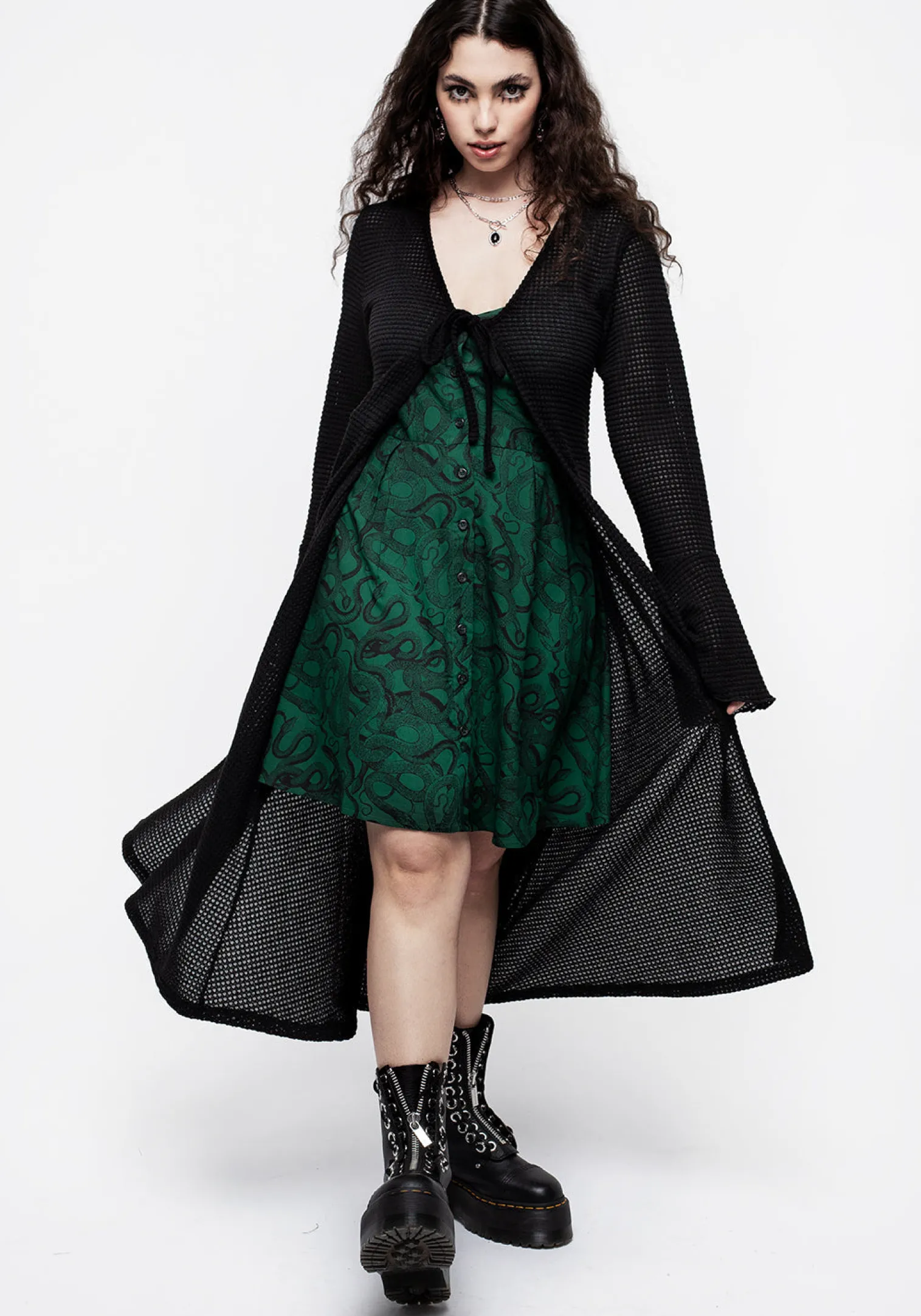Xana Textured Tie Front Long Cardigan