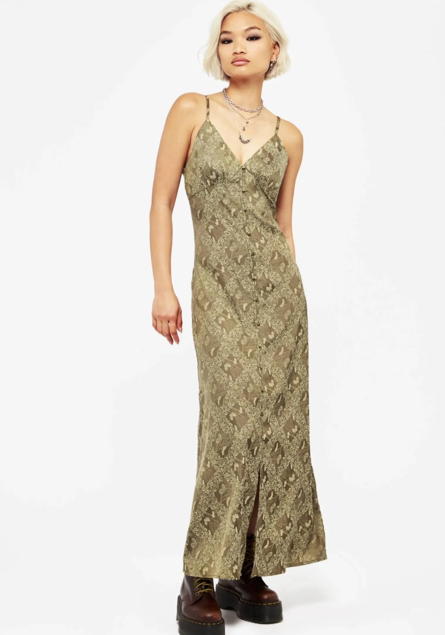 Yara Floral Print Button Up Maxi Slip Dress