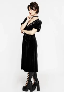 Zarina Embroidered Midi Wrap Dress - Black