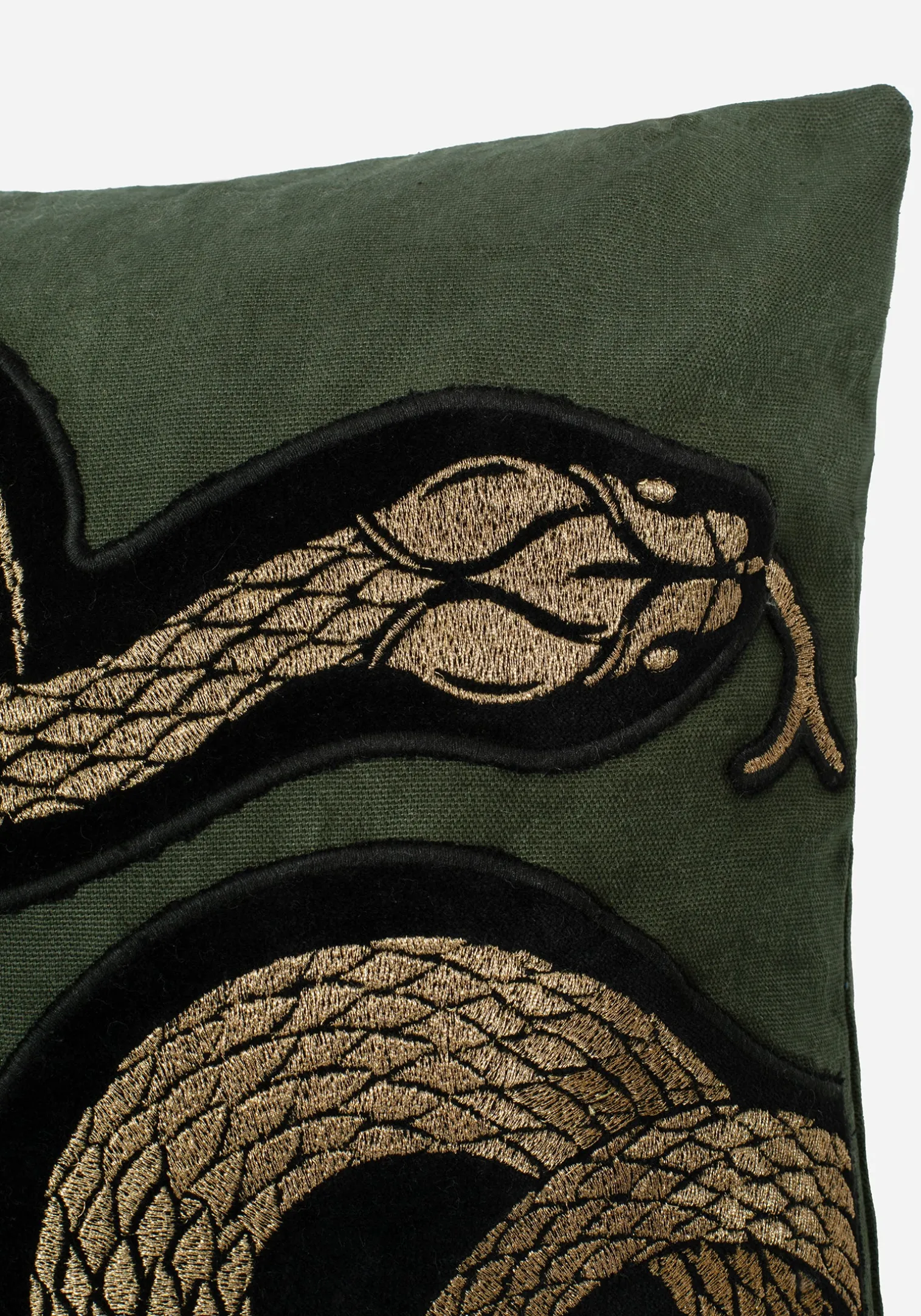 Zarina Snake Embroidered Velour Throw Cushion