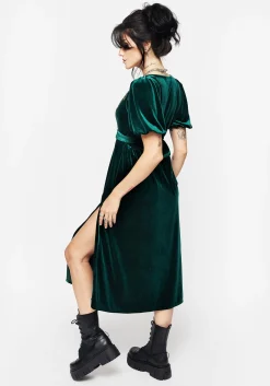 Zarina Velour Applique Midi Wrap Dress
