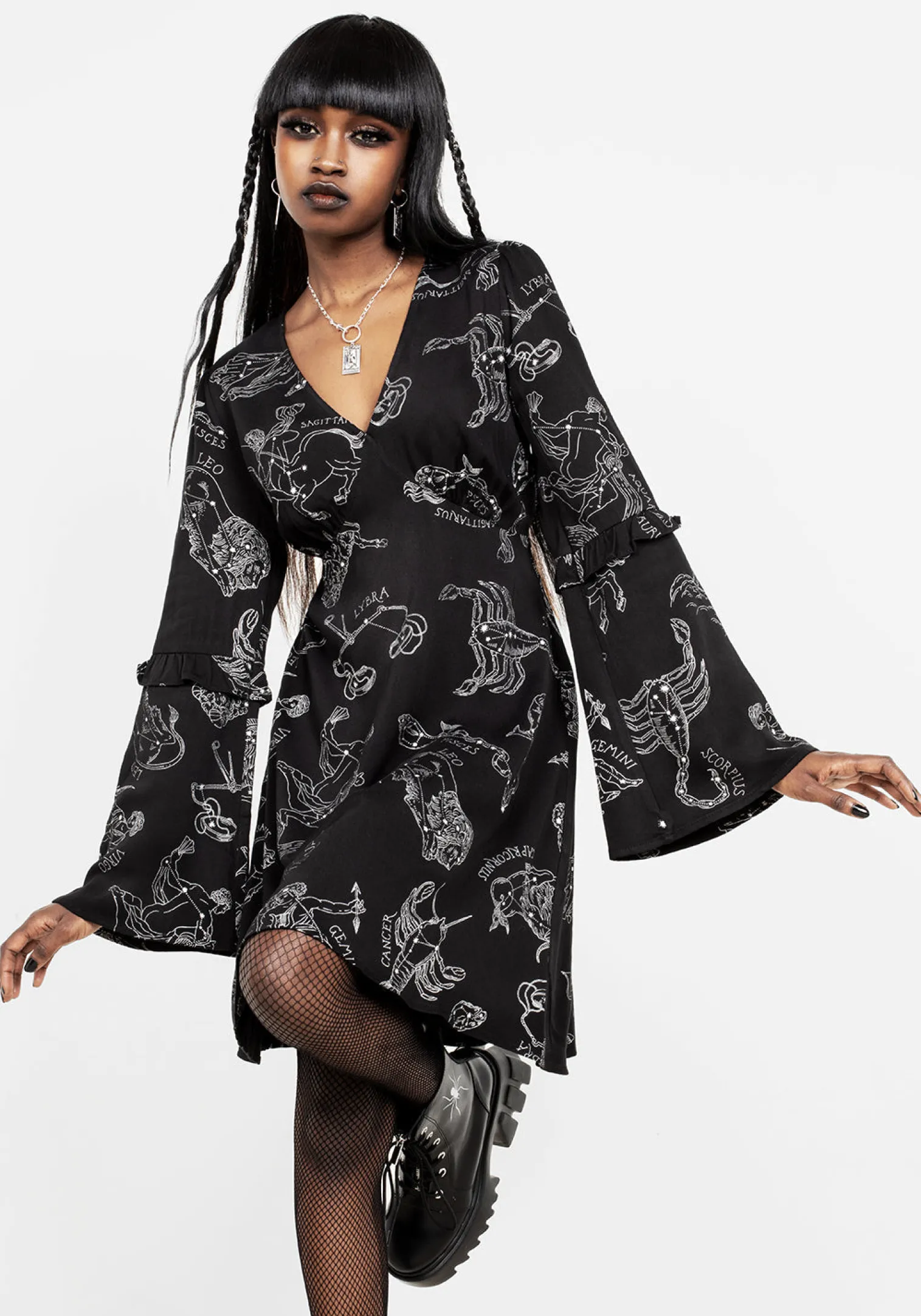 Zodiac Flare Sleeve Mini Dress