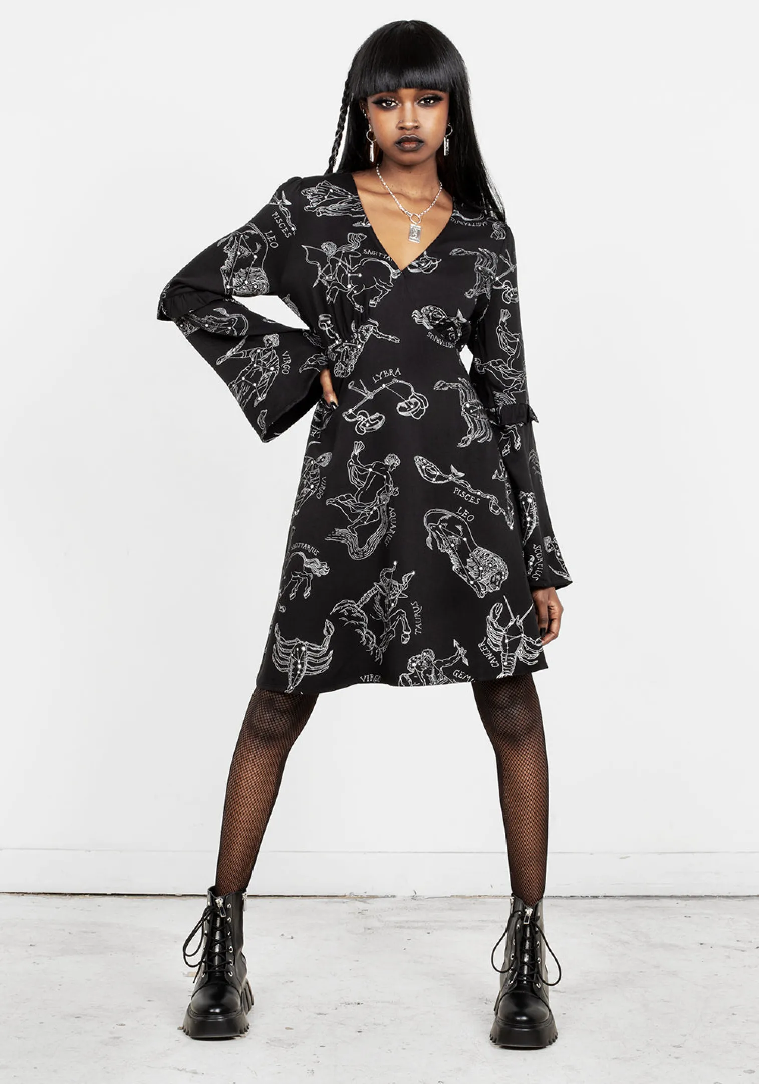 Zodiac Flare Sleeve Mini Dress
