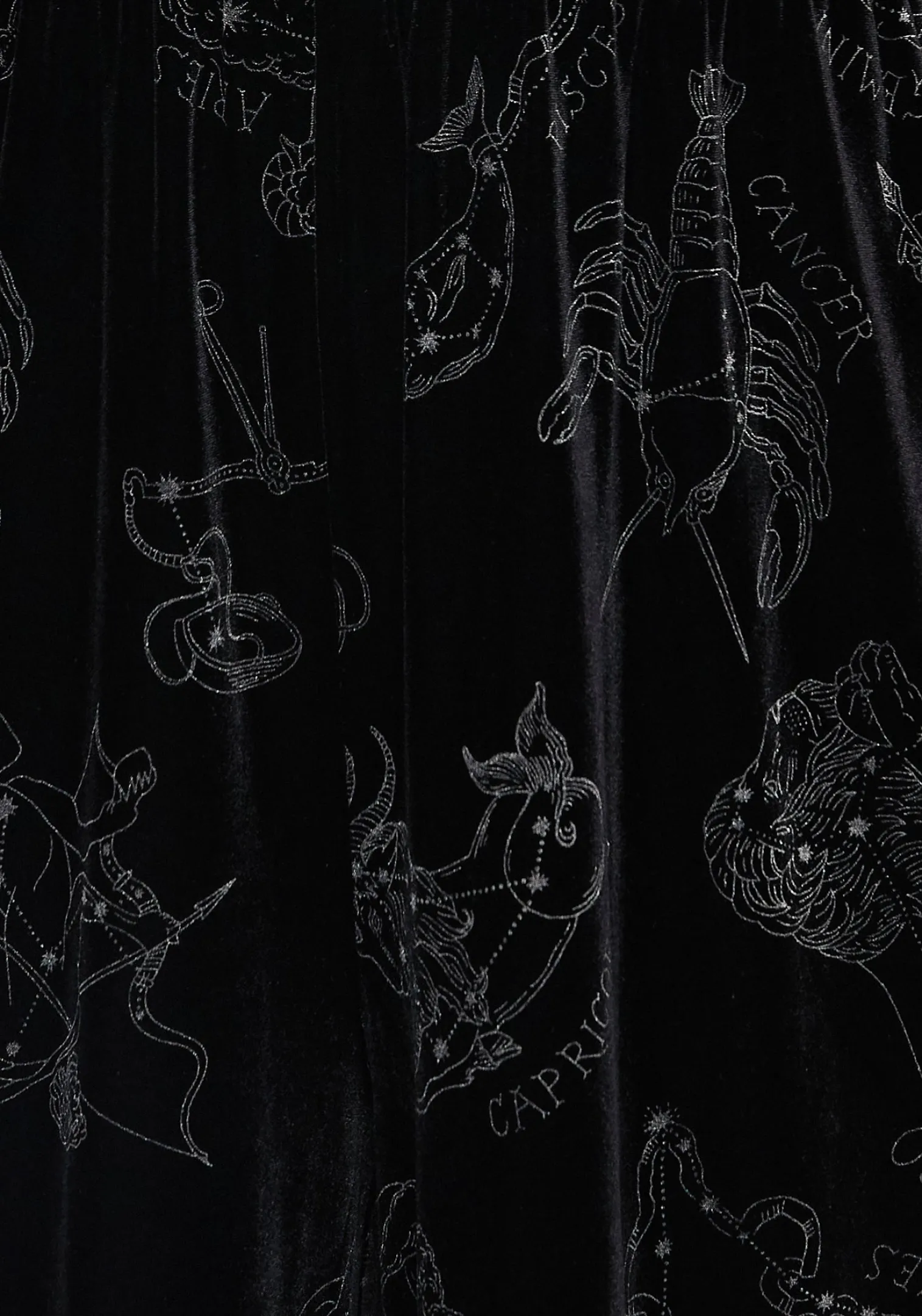 Zodiac Foil Print Button Front Velour Jumpsuit