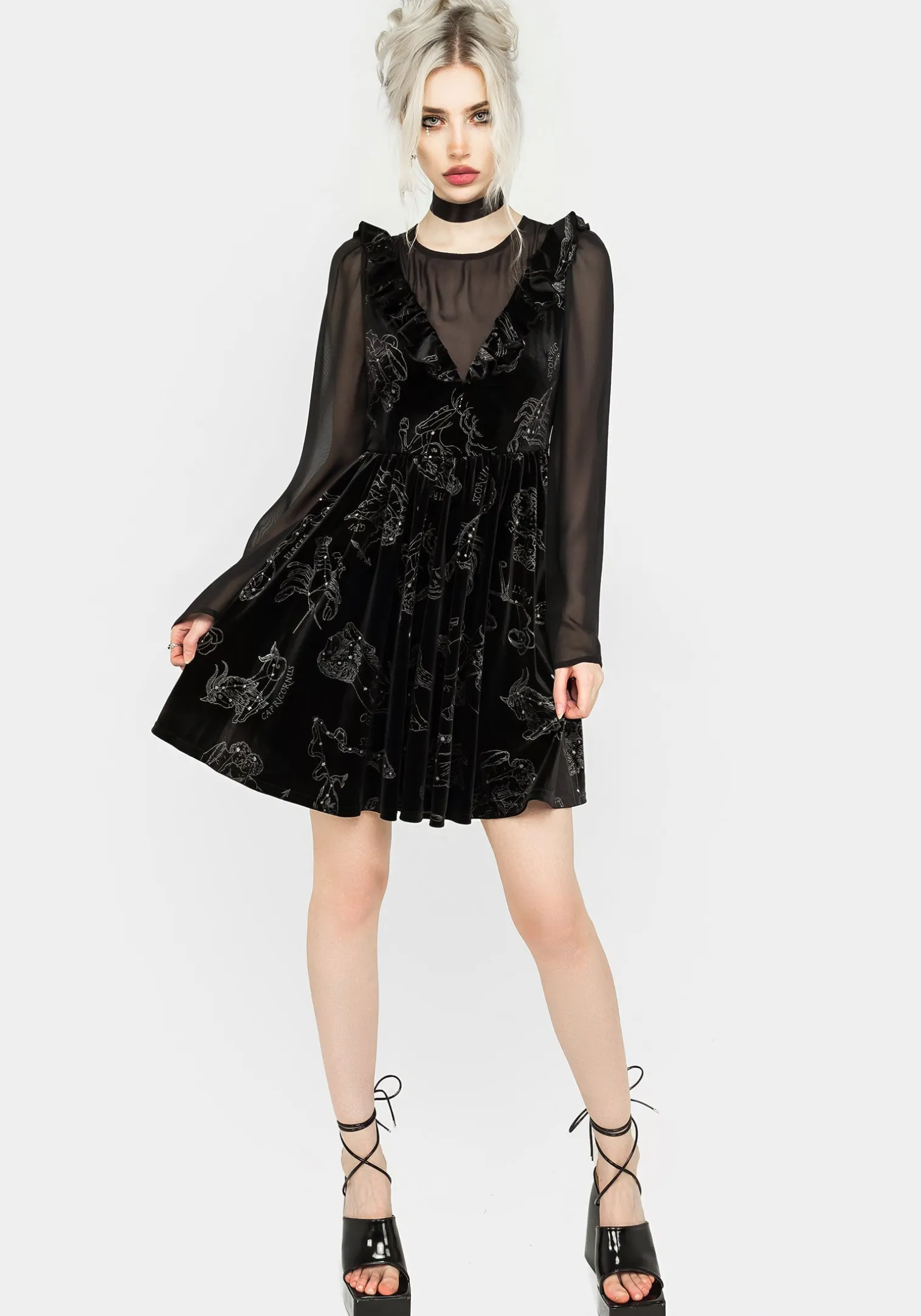Zodiac Foil Print Mini Dress