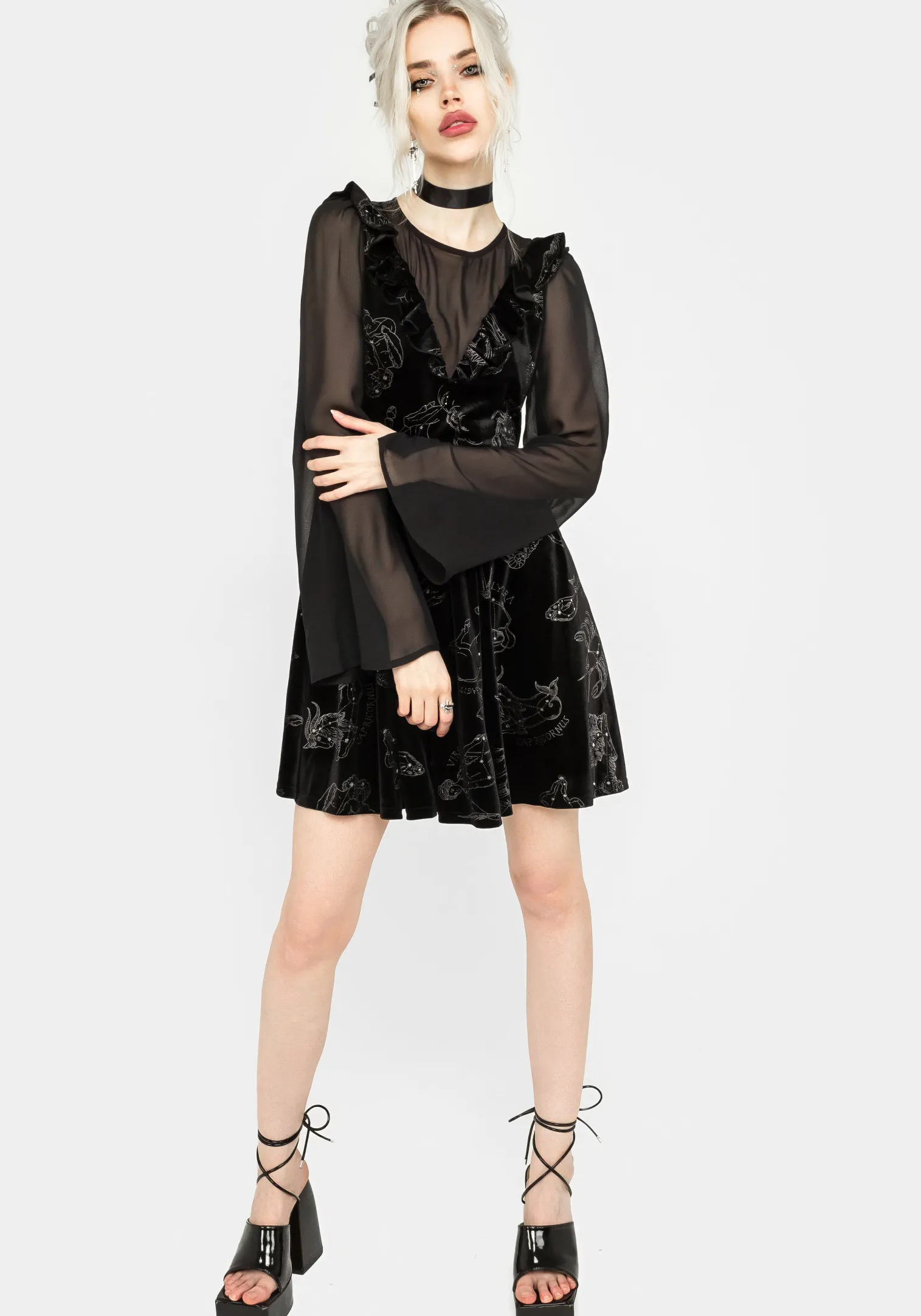 Zodiac Foil Print Mini Dress