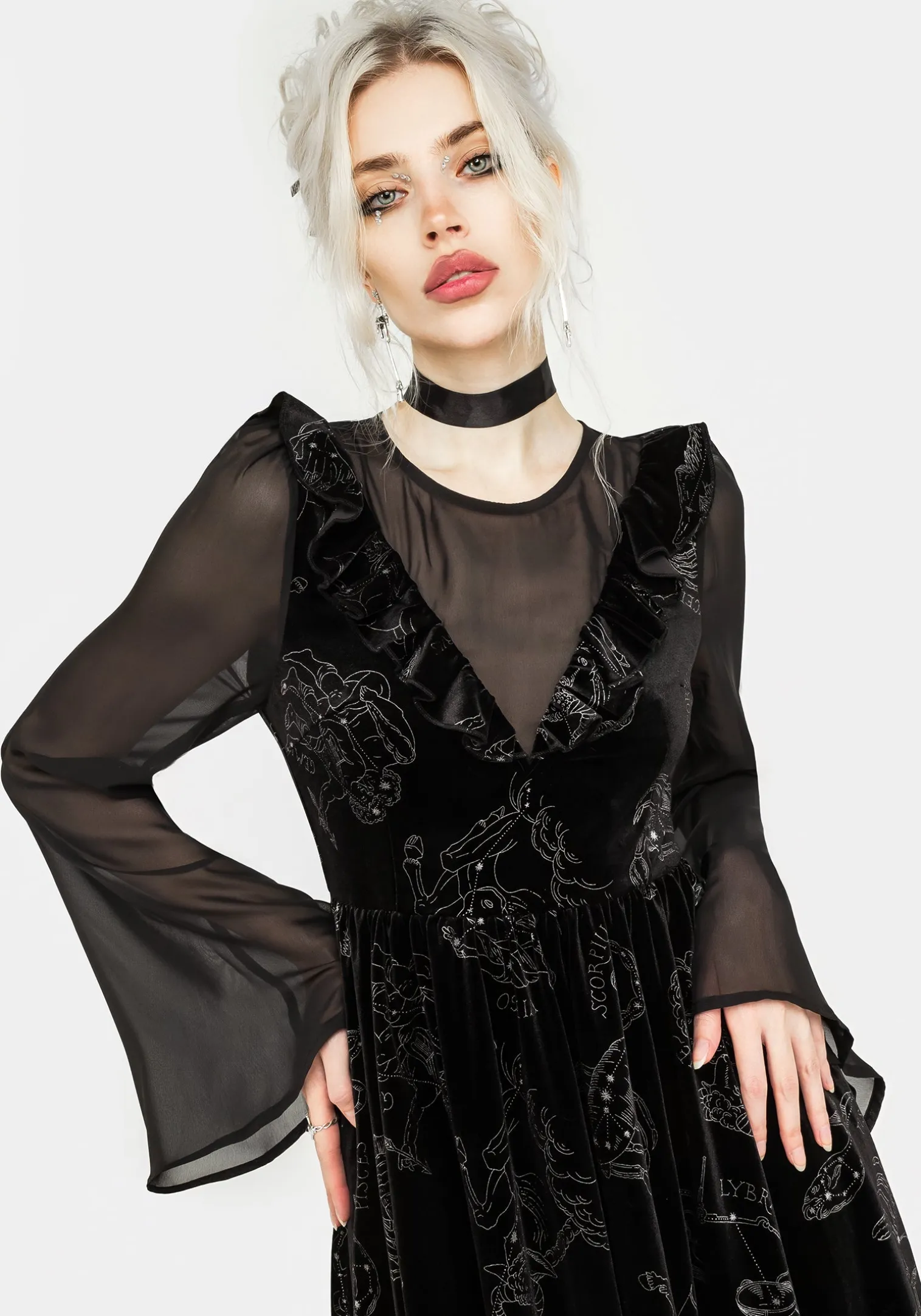 Zodiac Foil Print Mini Dress
