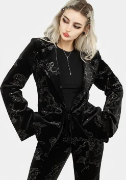 Zodiac Foil Print Velour Blazer