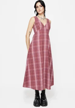 Zorina Cotton Check Midaxi Dress