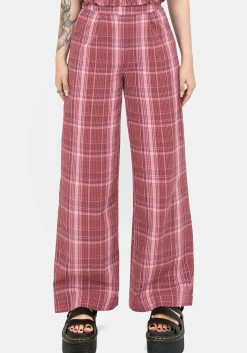 Zorina Cotton Check Wide Leg Trousers